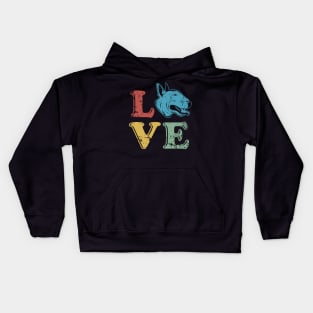 Love Bull Terrier Dog Owner Retro Style Design Kids Hoodie